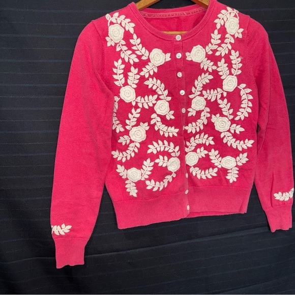 Sundance Sweater Womens Sz XS Pink Cardigan Embroidered Button Cotton Floral - Picture 3 of 9